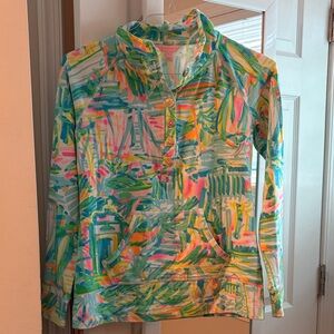 Lilly Pulitzer Vibrant Patterned Hoodie with Button Accents